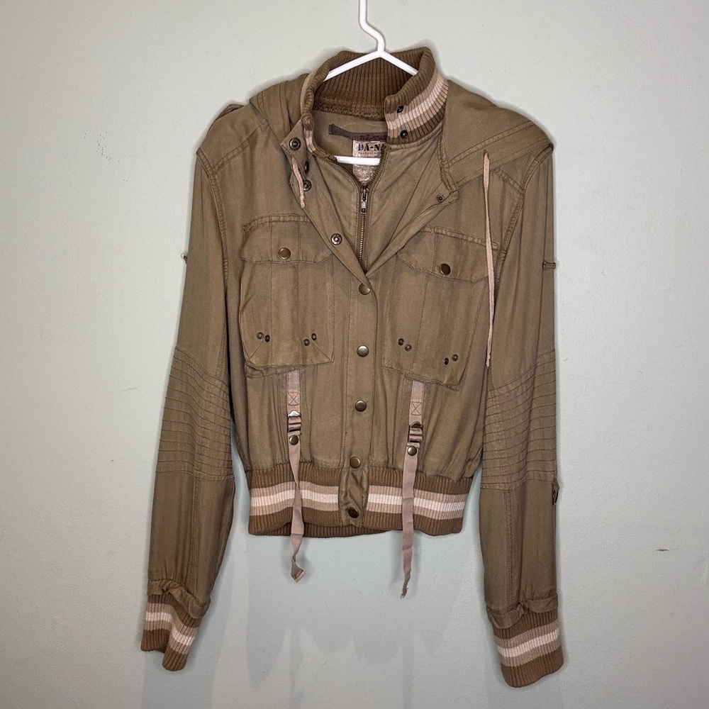 DÂ-NANG silk army green hooded jacket - Picture 3 of 11